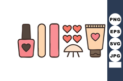 Nail polish and manicure with hearts and cream tube vector Product Image 1