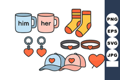 Couples gift with him and her mugs heart earrings socks cap Product Image 1