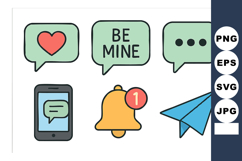 Messaging icons with heart, be mine, notification, chat bub Product Image 1