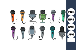 Set of colorful vintage and modern microphones vector collec Product Image 1