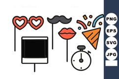 Party props with heart glasses mustache lips and confetti po Product Image 1