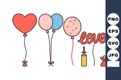 Heart shaped and colorful balloons with love text and helium Product Image 1