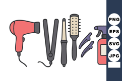 Hair care tools with hairdryer flat design including straigh Product Image 1