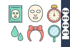 Facial skincare mask sheet with timer, water drops, headband Product Image 1