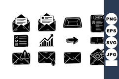 Email envelope icons set with inbox, message, and notificati Product Image 1