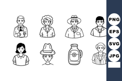 Diverse professional people and vintage lantern black line v Product Image 1