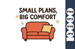 Cozy orange sofa with pillow and motivational quote small pl Product Image 1