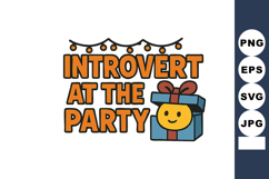Introvert at the party text with gift box and string lights Product Image 1