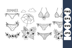 Summer bikini swimsuit collection with floral decorations an Product Image 1