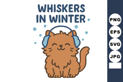 Cute brown cat with earmuffs in winter season smiling with w Product Image 1