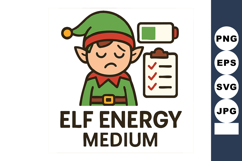 Elf energy medium level tired cartoon character with checkli Product Image 1