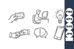 Hand-drawn vector icons of technology concepts including cre Product Image 1