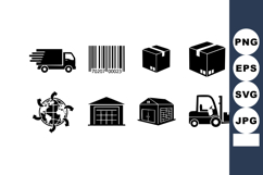 Delivery truck moving fast with barcode label boxes global s Product Image 1