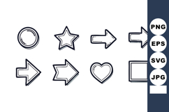Set of simple black outline arrows shapes and symbols includ Product Image 1