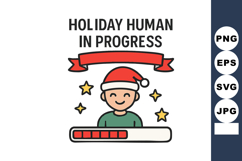 Holiday human progress illustration with Santa hat and loadi Product Image 1