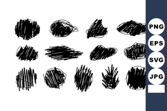 Abstract black scribble shapes set with varied forms and tex Product Image 1