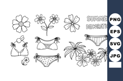 Summer decoration vector set with tropical flowers palm tree Product Image 1