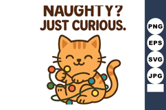 Cute orange tabby kitten tangled in colorful string lights w Product Image 1