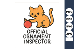 Orange Cat Playing with Christmas Ornament Official Ornament Product Image 1