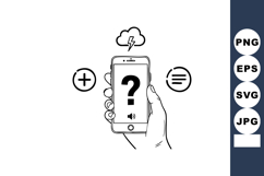Smartphone displaying question mark with hand holding device Product Image 1