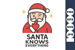 Santa Claus winking with finger on lips cartoon vector for C Product Image 1