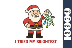 Santa Claus tangled in colorful Christmas lights humorous ve Product Image 1