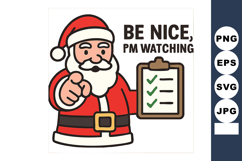 Santa Claus pointing finger with checklist clipboard saying Product Image 1