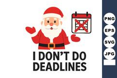 Santa Claus cartoon character with crossed out calendar and Product Image 1