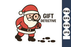 Santa Claus gift detective with magnifying glass searching f Product Image 1