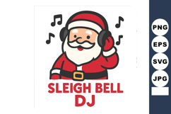 Santa Claus dj wearing headphones with musical notes festive Product Image 1