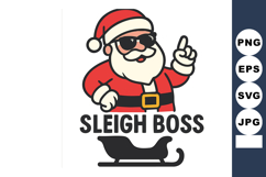Santa Claus cool sleigh boss character with sunglasses and r Product Image 1