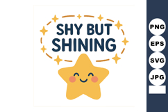 Shy but shining yellow star with smiling face and decorative Product Image 1