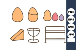 Easter eggs and decoration items in pastel orange pink purpl Product Image 1