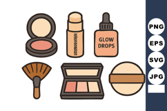 Makeup cosmetic vector with foundation blush powder brush a Product Image 1