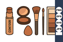 Contour makeup cosmetics kit with brush and palette for face Product Image 1