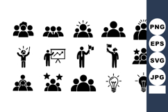 Group teamwork and leadership icons with lightbulb ideas and Product Image 1