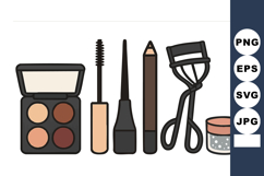 Makeup essentials vector with eyeshadow palette mascara eye Product Image 1