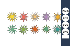 Colorful hand-drawn sun icons in multiple warm and cool tone Product Image 1