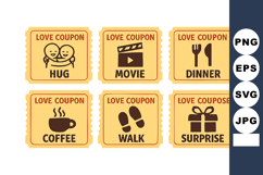 Love coupon with romantic hug movie dinner coffee walk and Product Image 1
