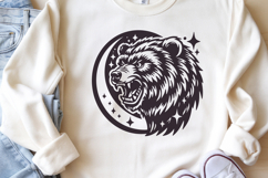 Celestial Roaring Bear Circle Moon SVG | Stars Wildlife PNG Product Image 2