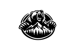 Roaring Bear Mountain Emblem Logo Design Product Image 1
