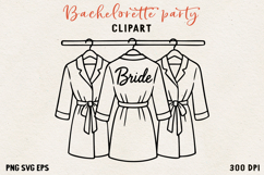 Bachelorette Party Line Art Clipart Bride SVG PNG EPS Product Image 1