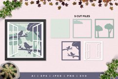 3D Papercut Robin Bird on The Window Layered Template Product Image 1