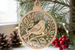 Robin Christmas Ornament SVG Laser Cut Wood Winter Decor Product Image 2