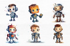 Robot Boy Watercolor Sublimation clipart Product Image 3
