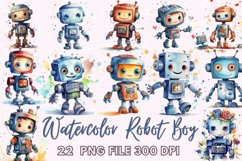 Robot Boy Watercolor Sublimation clipart Product Image 1