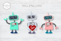 Robot SVG PNG DXF Cut File Valentine Love Machine Kids Product Image 2