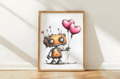 Robot Digital Valentine's Day Clipart Product Image 3