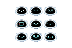 Cute robot heads displaying various emotions and expressions Product Image 1