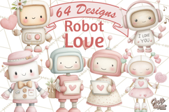 Robot Valentine Clipart PNG Futuristic Couple Mechanic Love Product Image 1